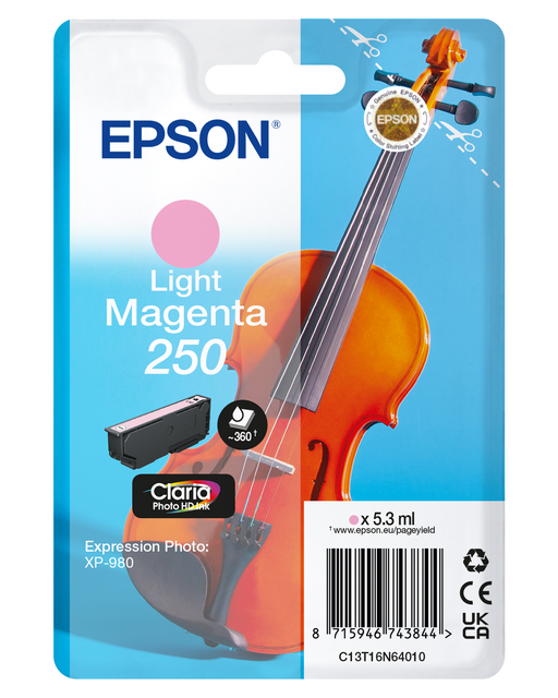Inktcartridge Epson 250 T16N64 licht rood