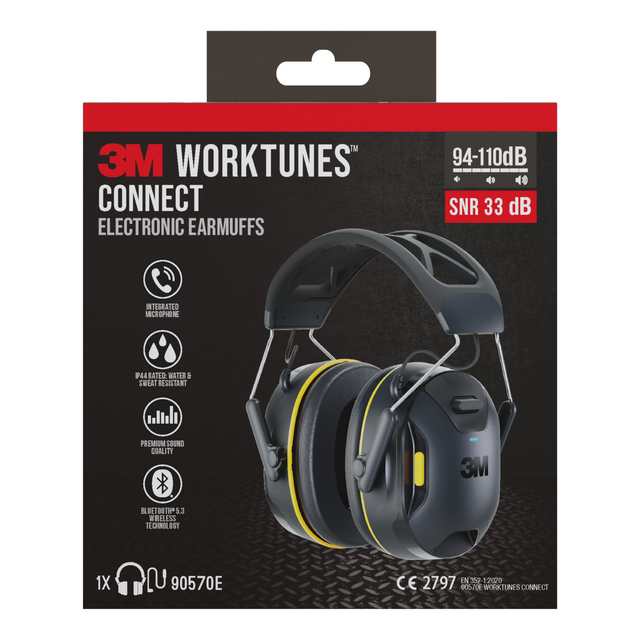 Oorkap 3M WorkTunes Connect Bluetooth 94-110 dB zwart