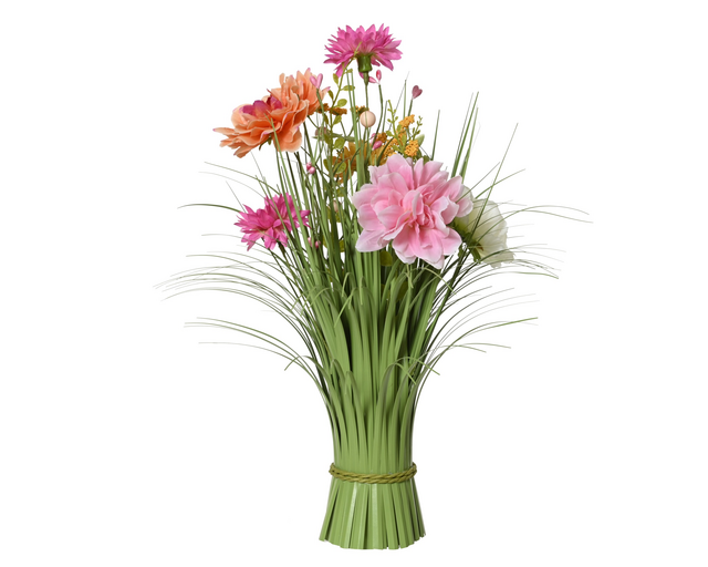 Kunstgras Everlands met bloemen roze 40cm polyester
