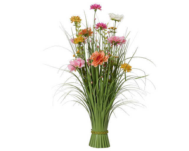 Kunstgras Everlands met bloemen roze 70cm polyester