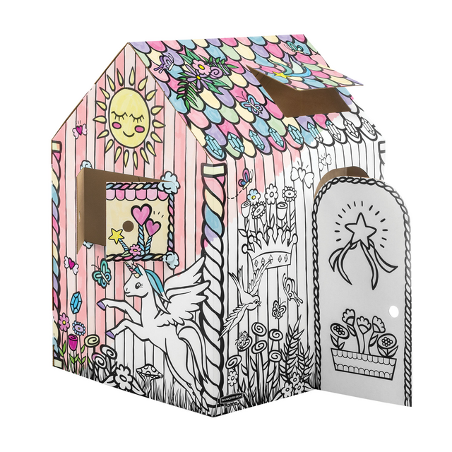 Kartonnen speelhuis XL Eenhoorn Bankers Box Play inkleurbaar