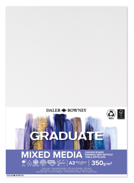 Canvasboard Daler-Rowney Graduate mixed media A3 wit