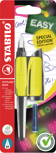 Vulpen STABILO Easybuddy medium neon geel blister à 1 stuk