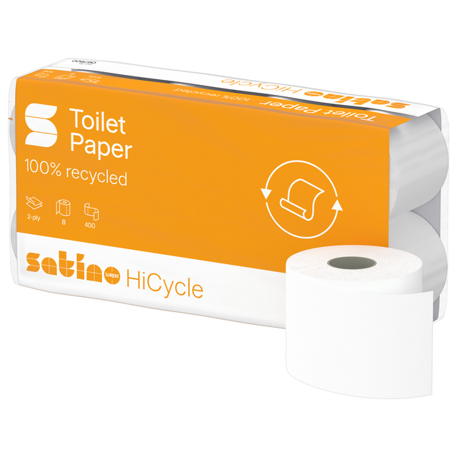Toiletpapier Satino MT1 HiCycle 2-laags 8x400 vel wit 067800