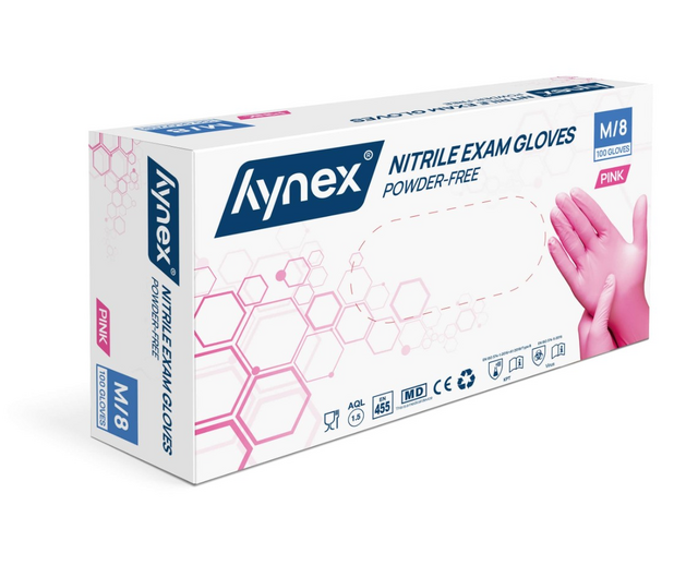 Handschoen Hynex nitril M roze 3.5gr 100 stuks