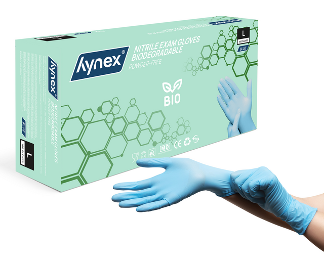 Handschoen Hynex nitril Bio L blauw 3.5gr 100 stuks