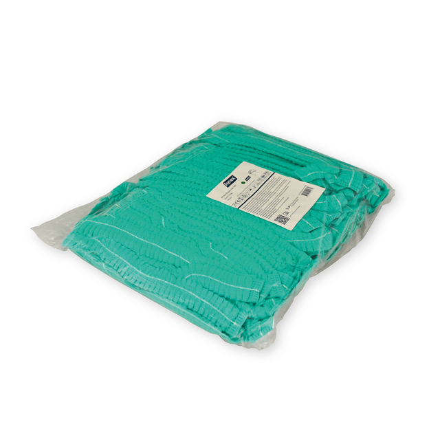 Haarnet Hynex clip non-woven groen pp 100 stuks