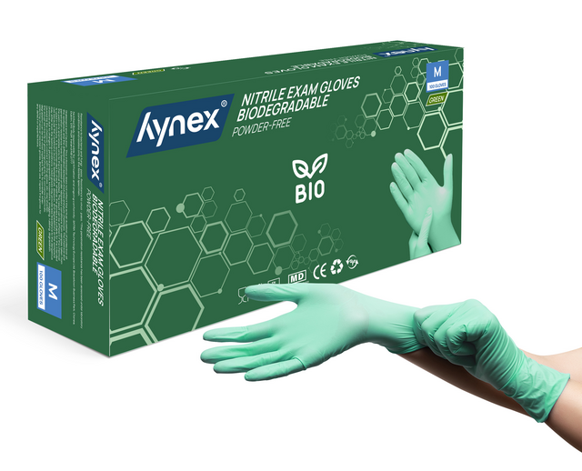 Handschoen Hynex nitril Bio M groen 3.5gr100 stuks