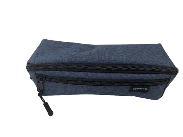Pennenetui Econovo met 2 ritsluitingen blauw