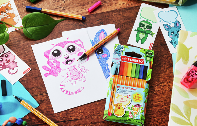 Fineliner STABILO point 88 Animal Vibes mini fijn assorti 8 stuks – foto 3