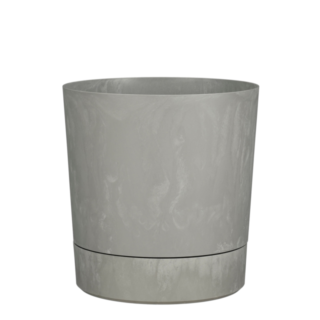 Plantenpot Mica Coco met schotel rond hoogte 23,5 Ø22,5 cm grijs