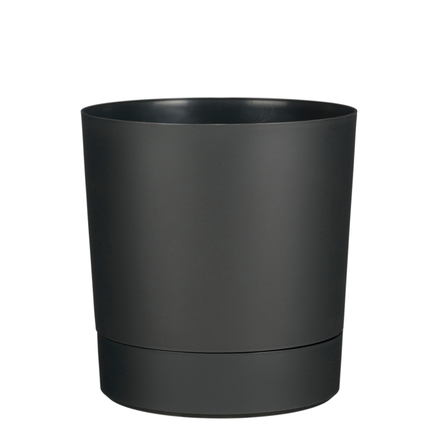 Plantenpot Mica Coco met schotel rond hoogte 29,5 Ø28 cm antraciet