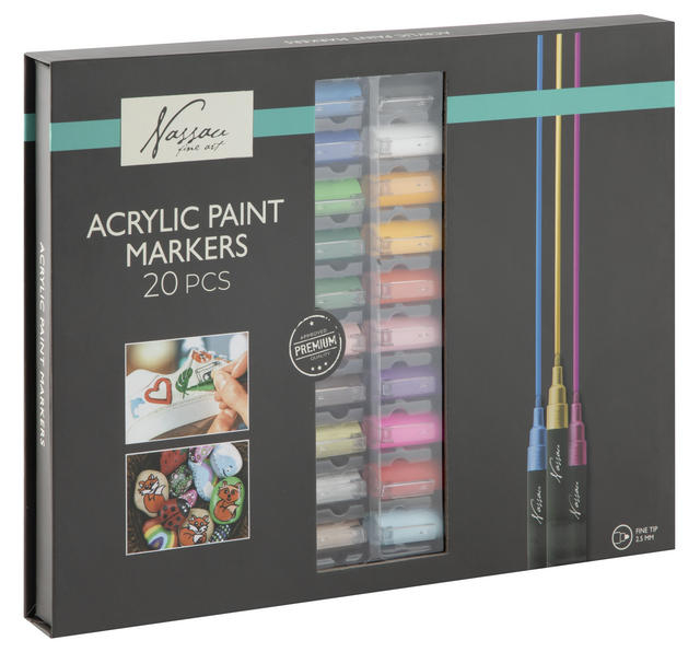 Acrylmarker Nassau set à 20 kleuren