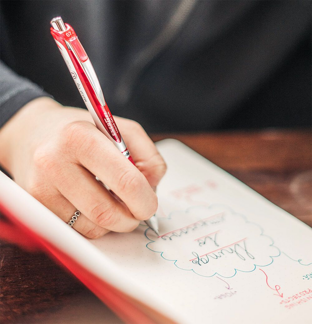 Gelschrijver Pentel BL77 Energel medium koraalroze – foto 2
