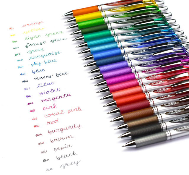 Gelschrijver Pentel BL77 Energel medium sepia – foto 2