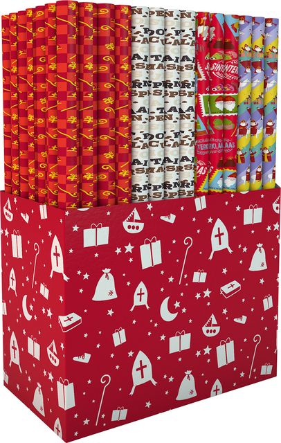 Inpakpapier Sint 46.5x250cm assorti