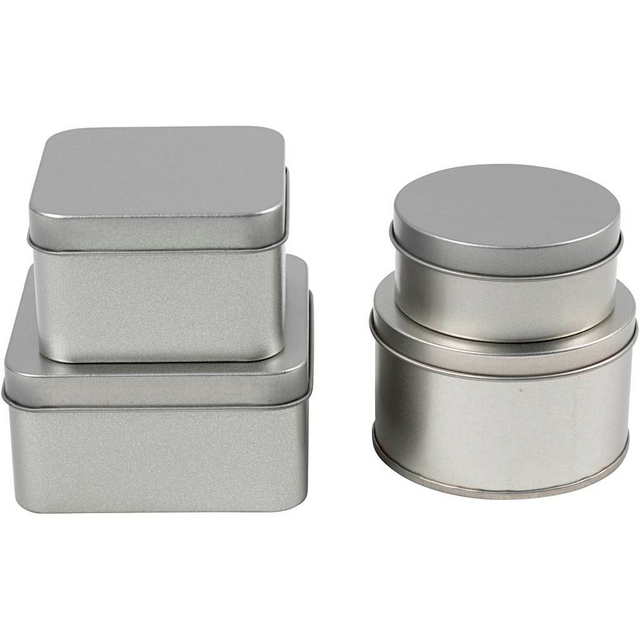 Blikjes Creativ Company cirkel en vierkant set à 4 stuks zilver – foto 2