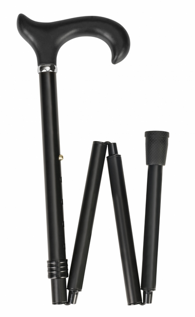 Wandelstok Able2 opvouwbaar soft derby handvat zwart