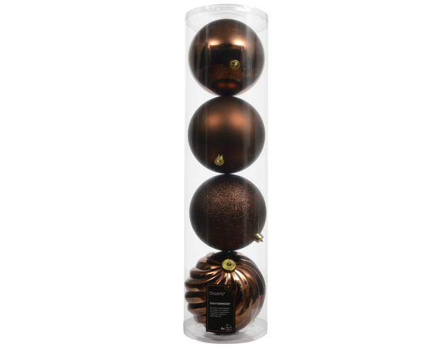 Kerstballenmix Decoris Espresso koker à 4 stuks