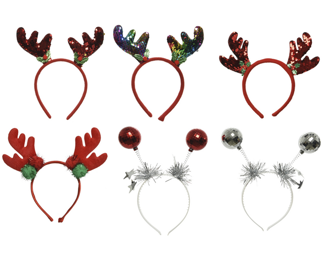 Haarband Decoris kerstthema 6 dessins assorti