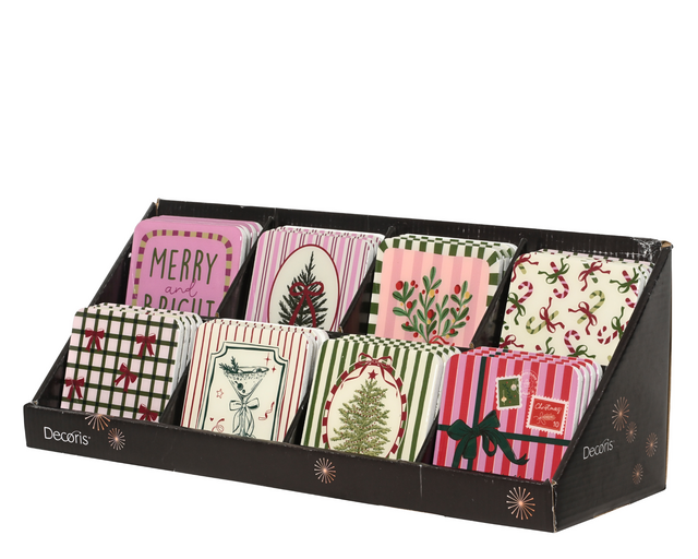 Decobordjes Decoris MDF 9.5x9.5cm 8 kerstdessins assorti