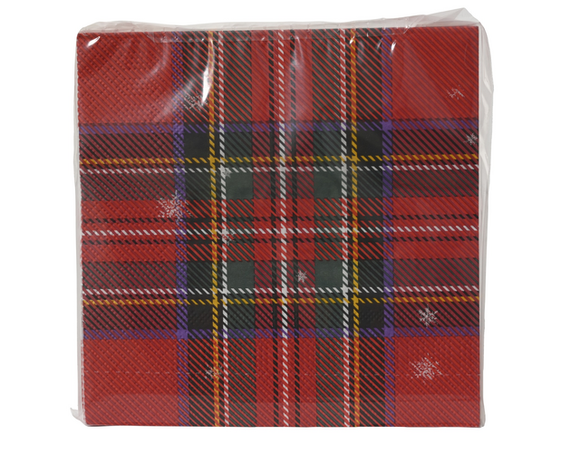 Servet Decoris Engelse ruit rood  33x33cm