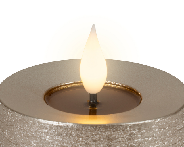Ledkaars Lumineo fire flame effect zilver set à 3 groottes – foto 2