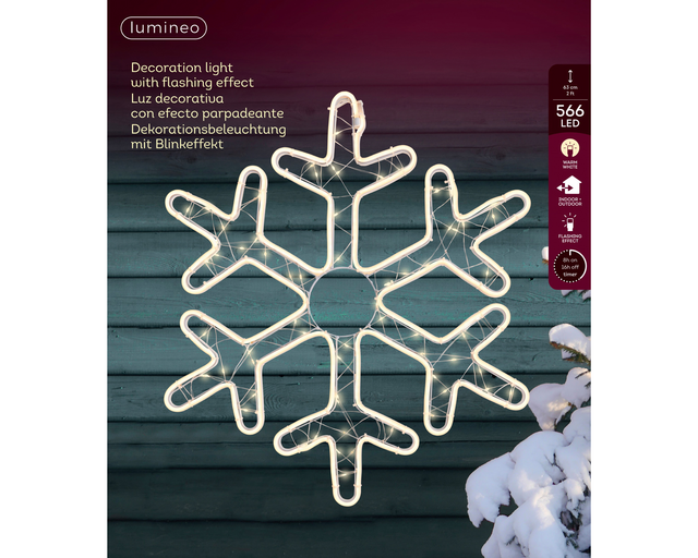 Sneeuwvlok Lumineo LED ijzer flashing effect buiten 54x63cm