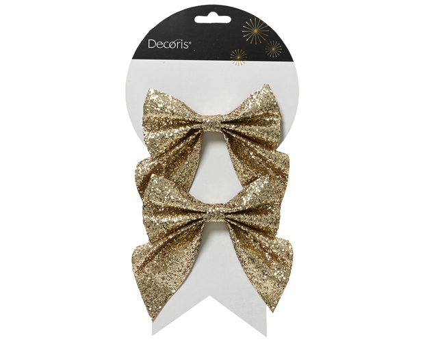 Strik Decoris goud glitter 13cm set à 2 stuks