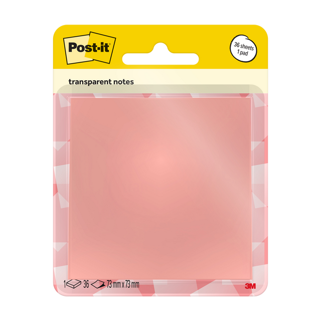 Memoblok Post-it 3M 73x73mm Transparant roze