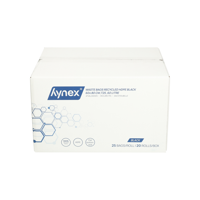 Afvalzak Hynex 60x80cm HDPE recycled T25 60L zwart rol à 25 stuks – foto 7