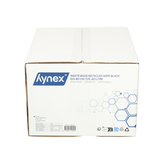 Afvalzak Hynex 60x80cm HDPE recycled T25 60L zwart rol à 25 stuks – foto 8