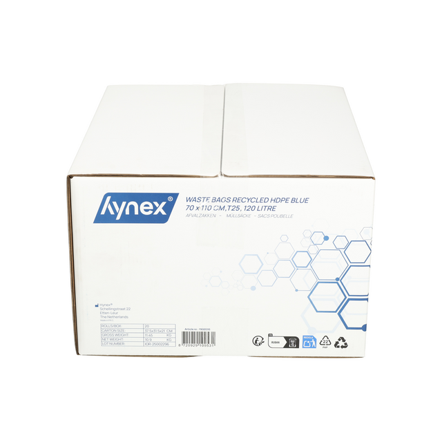 Afvalzak Hynex 70x110cm HDPE recycled T25 120L blauw rol à 25 stuks – foto 8