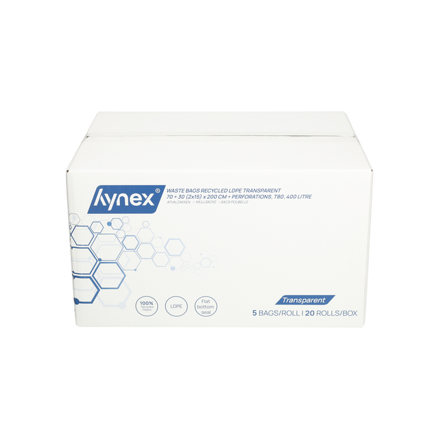 Afvalzak Hynex 70/15x200cm LDPE recycled T80 400L transparant ponsgaten rol à 5 stuks – foto 7