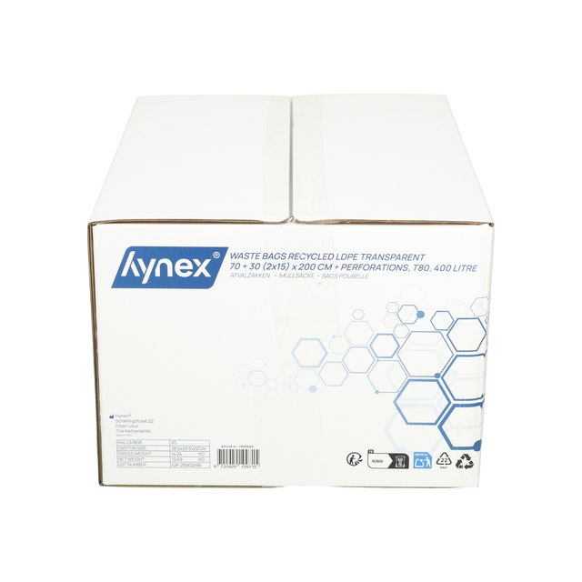 Afvalzak Hynex 70/15x200cm LDPE recycled T80 400L transparant ponsgaten rol à 5 stuks – foto 9