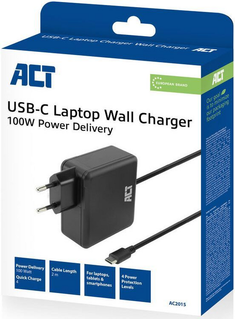 Laptoplader ACT USB-C 100W PD 2 meter – foto 2