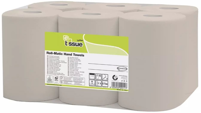 Handdoekrol E-Tissue Q14 Matic XL klein 2-laags 130m naturel 127315