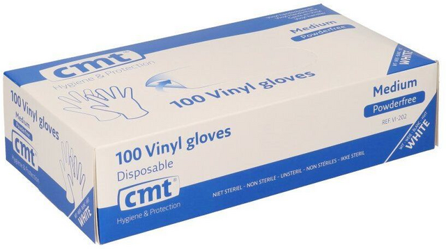 Handschoen CMT M vinyl poedervrij wit 100 stuks