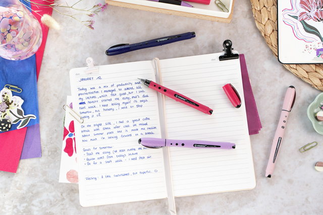 Rollerpen STABILO worker+ Wildflower medium Pruisisch blauw – foto 3