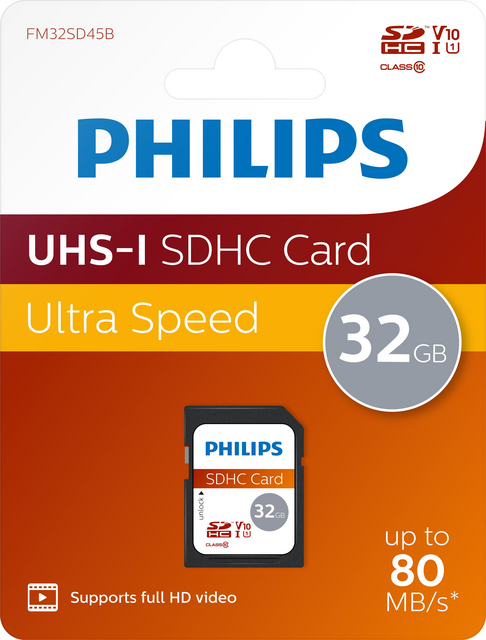 Geheugenkaart Philips Ultra Speed SDHC Class 10 UHS-I U1 32GB