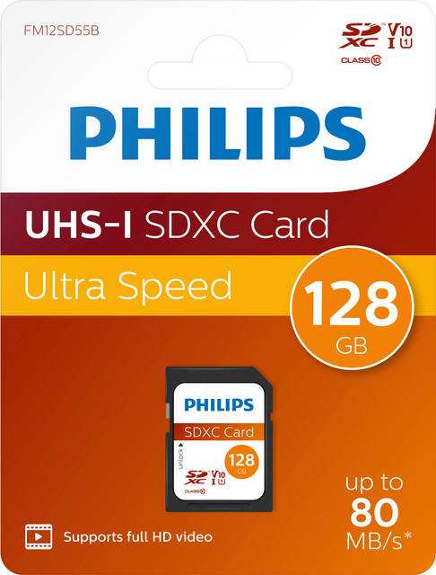 Geheugenkaart Philips Ultra Speed SDXC Class 10 UHS-I U1 128GB