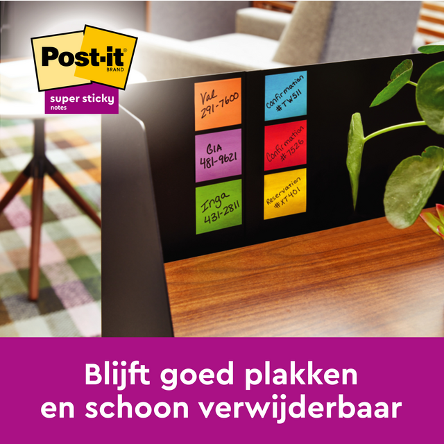 Memoblok Post-it Super Sticky Notes 76x76mm colour 8+4 gratis – foto 4