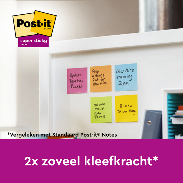 Memoblok Post-it Super Sticky Notes 76x76mm colour 8+4 gratis – foto 2