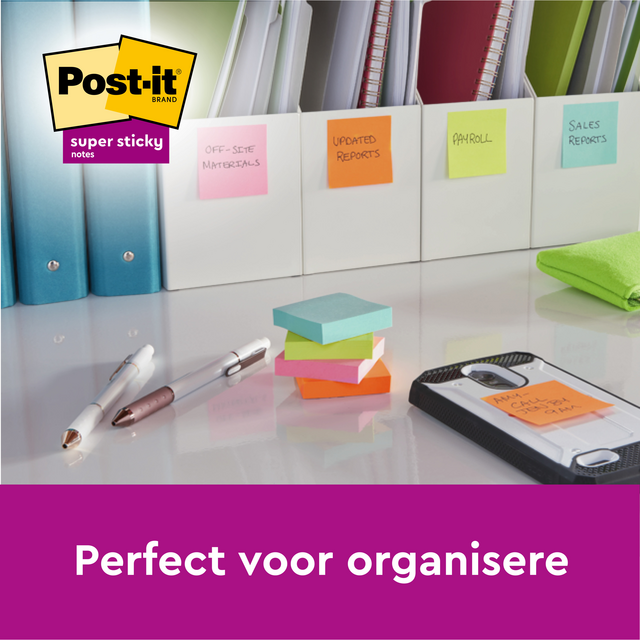 Memoblok Post-it Super Sticky Notes 76x76mm colour 8+4 gratis – foto 3