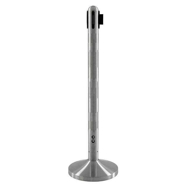 Afzetpaal Securit Nova RVS met rolband en RGB-verlichting 100cm zilver
