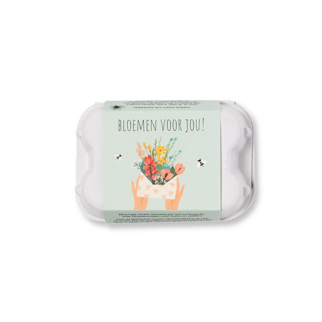 Giftbox Blossombs Bloemen voor jou eierdoosje à 6 zaadbommetjes