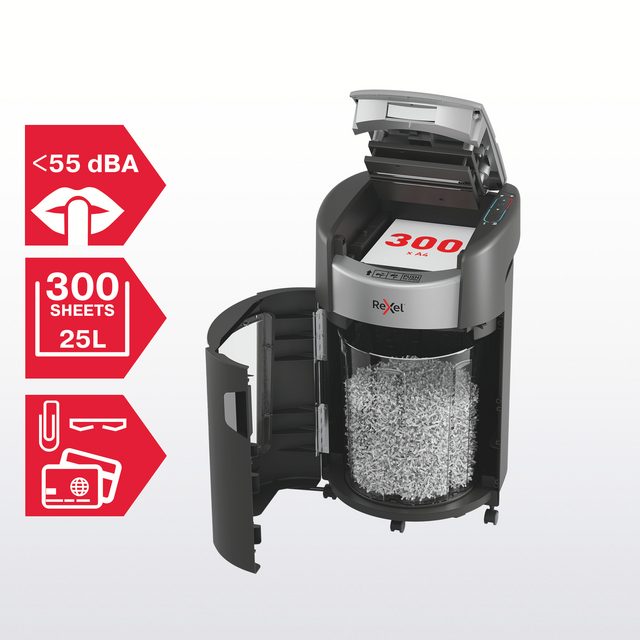 Papiervernietiger Rexel ShredMax AutoFeed+ 300X P4 snippers 4x10mm – foto 12