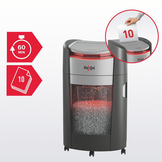 Papiervernietiger Rexel ShredMax AutoFeed+ 300X P4 snippers 4x10mm – foto 7