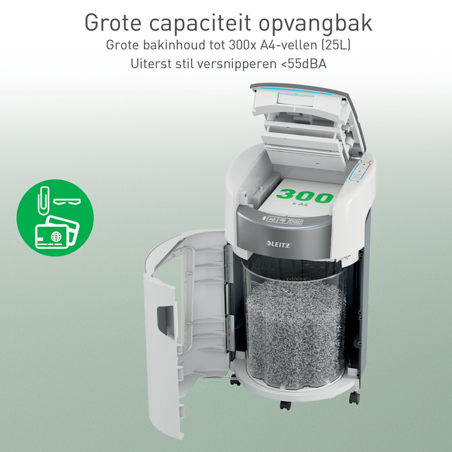 Papiervernietiger Leitz IQ OptiMax Autofeed 300 P4 snippers 4x10mm – foto 3