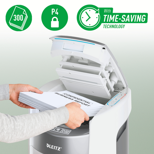 Papiervernietiger Leitz IQ OptiMax Autofeed 300 P4 snippers 4x10mm – foto 4